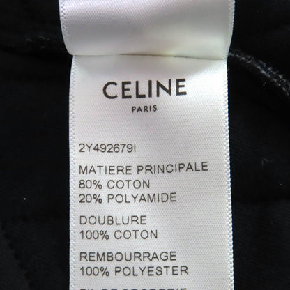 Celine Emblem Button Velvet Quilted Collarless Jacket Black 36 — view 9