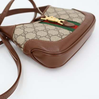 Gucci Jackie 1961 Mini Bag Beige And Brown GG Supreme Canvas And Leather 637092