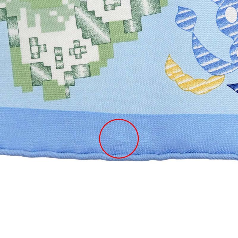 Hermes Carre 45 Scarf EN Attendant Ulysse Silk Light Blue Bandana