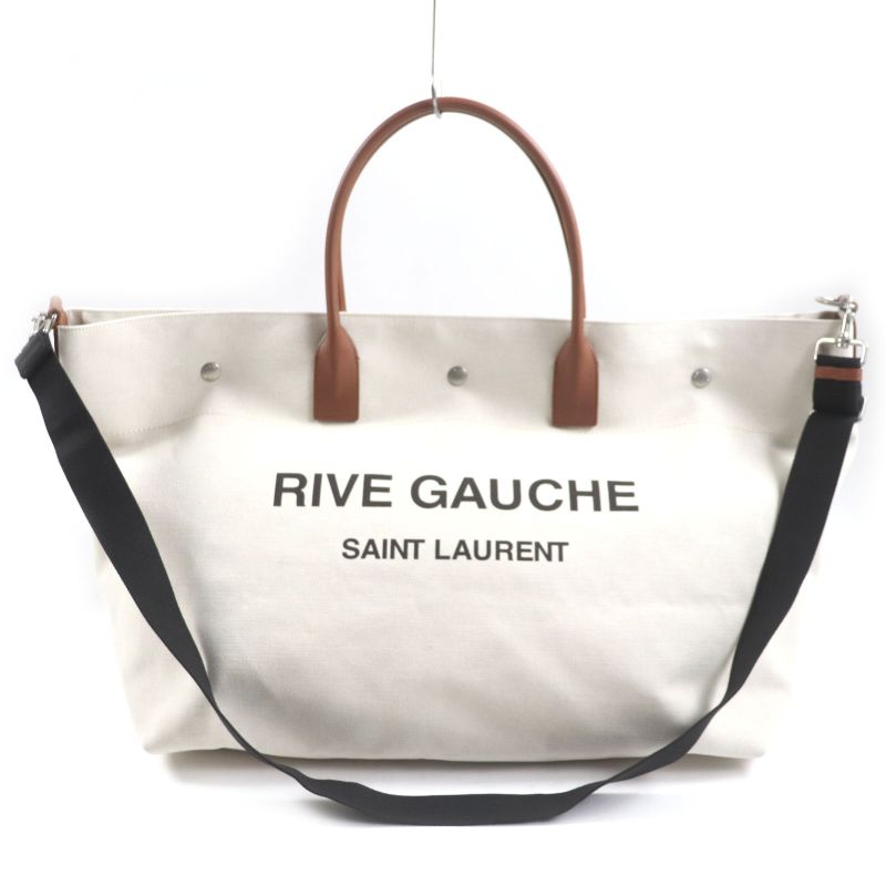  Saint Laurent Paris 685543 Rive Gauche Maxi 2WAY Shopping Bag Canvas Leather