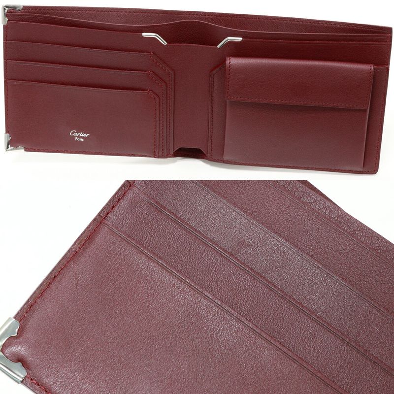 Cartier Folding Wallet With Coin Purse Mastline Calf Bordeaux L3000594