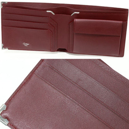 Cartier Folding Wallet With Coin Purse Mastline Calf Bordeaux L3000594