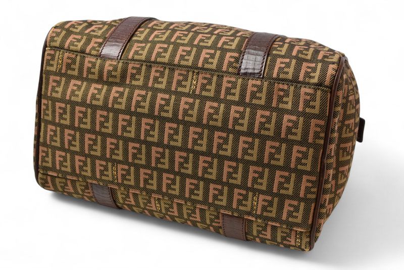 Fendi Bag Mini Boston Bag Fendi Zucca Pattern 8bl068 Khaki Brown