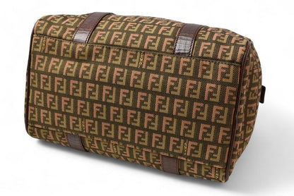 Fendi Bag Mini Boston Bag Fendi Zucca Pattern 8bl068 Khaki Brown