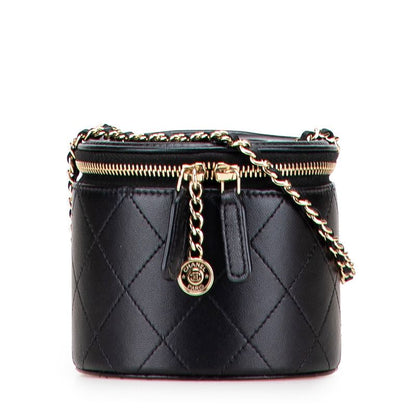Chanel Matelasse Coco Mark Chain Vanity Bag Shoulder Bag Black Lambskin Ladies