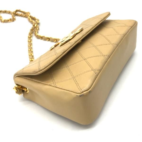 Chanel Big CC Logo Bicolor Quilted Chain Shoulder Bag Beige