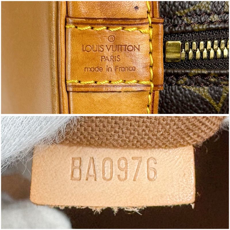 Louis Vuitton Alma Monogram Leather Handbag Mini Tote Bag Brown