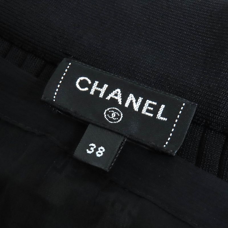 CHANEL P72907k10467 One Point Coco Mark Long Pleated Skirt Black 38 Made In