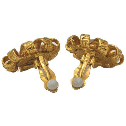 Chanel Earrings Gold White Accessories GP