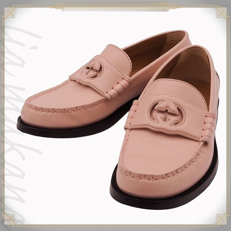 Gucci Interlocking G Loafer Shoes Cutout Pink Black