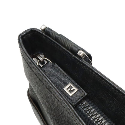 Fendi Zucca Pattern Shoulder Bag Pochette Crossbody Mini Bag PVC Black Black