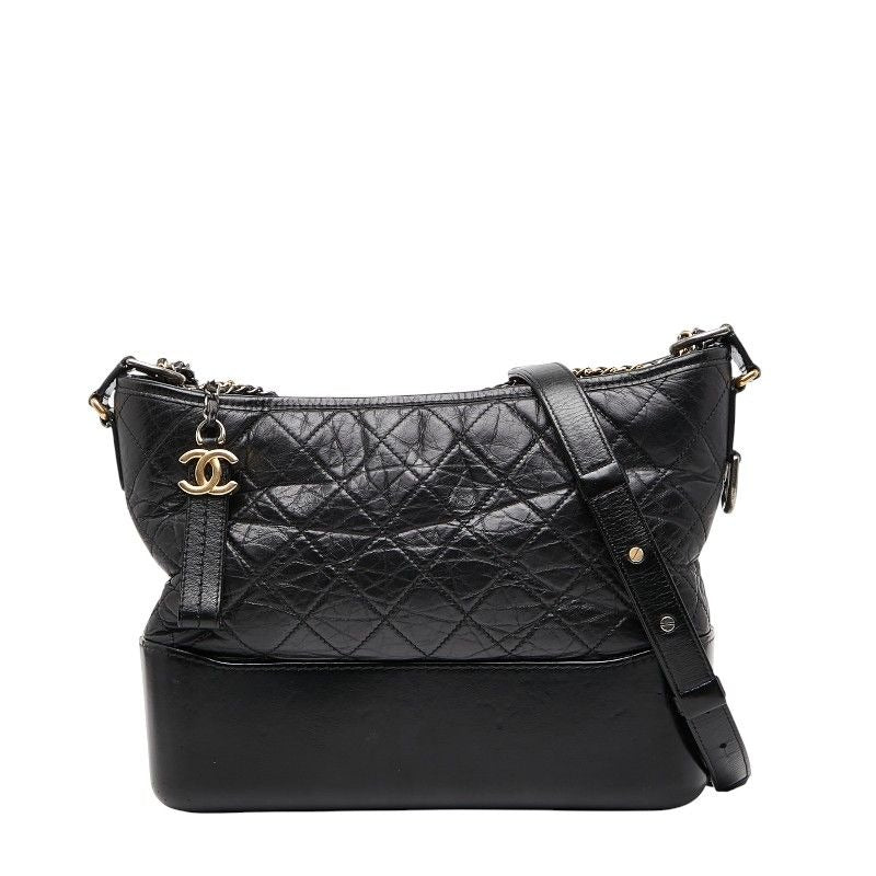 Chanel Gabrielle de Chanel Chain Shoulder Bag Black Leather
