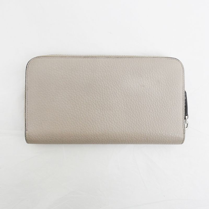 Fendi Round Zip Zipper Long Wallet Light Gray Light Blue 7m0210