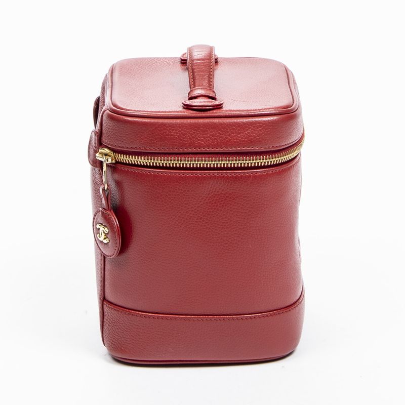 Chanel Vanity Case Red Caviar Leather A