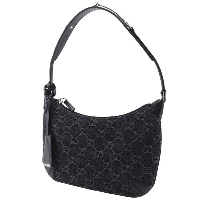 Gucci Horsebit Slim Small Shoulder GG 774719 Denim Black Women's Shoulder Bag