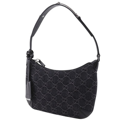 Gucci Horsebit Slim Small Shoulder GG 774719 Denim Black Women's Shoulder Bag