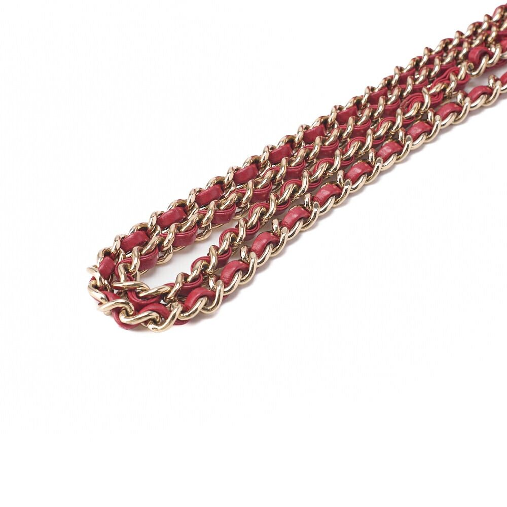 Chanel Shoulder Bag Calfskin V-stitched Red Coco Mark Single Flap With Gold