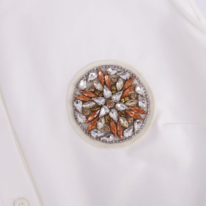 Christian DIOR Shirt Blouse Sleeveless Bijoux Embellished Cotton Top Women's