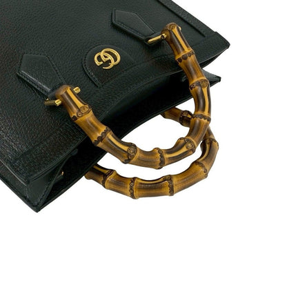 Gucci Diana Small Bamboo GG Logo Leather 2-Way Shoulder Bag Black — view 4