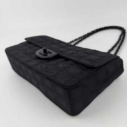 Chanel CC Logo New Travel Chain Shoulder Bag Black Nylon Vintage — view 10