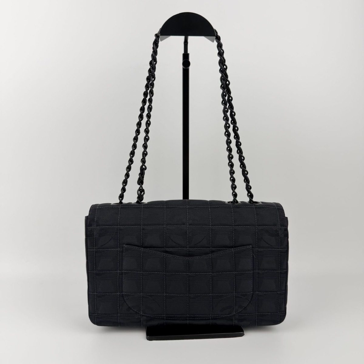 Chanel CC Logo New Travel Chain Shoulder Bag Black Nylon Vintage — view 5