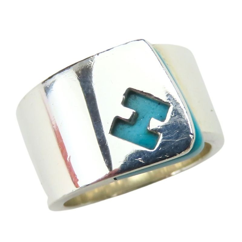 Hermes Ring Candy 51 Silver 925 11.1 g Light Blue H Logo