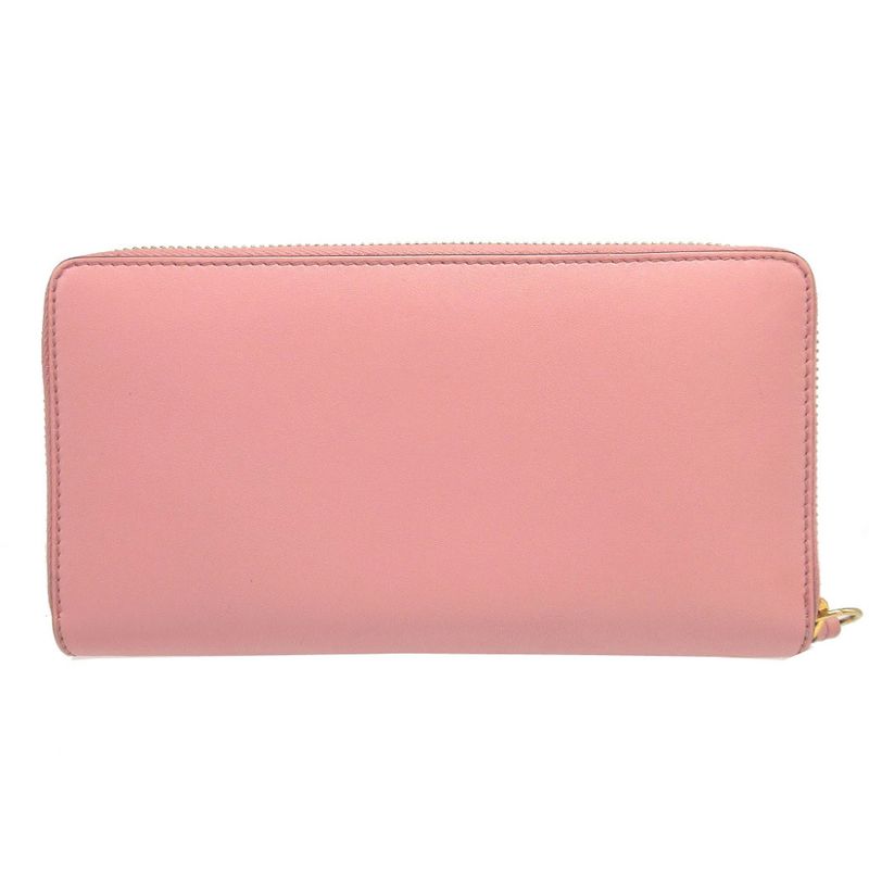 Gucci 410102 Leather Pink Round Zipper Long Wallet 1196 Gucci