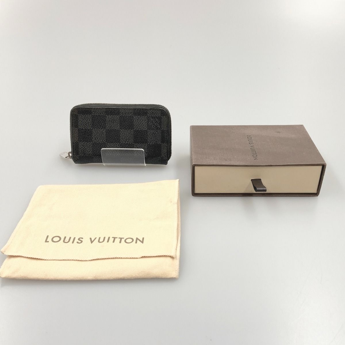 Louis Vuitton Damier Graphite Zippy Coin Purse Coin Case M63076 Black