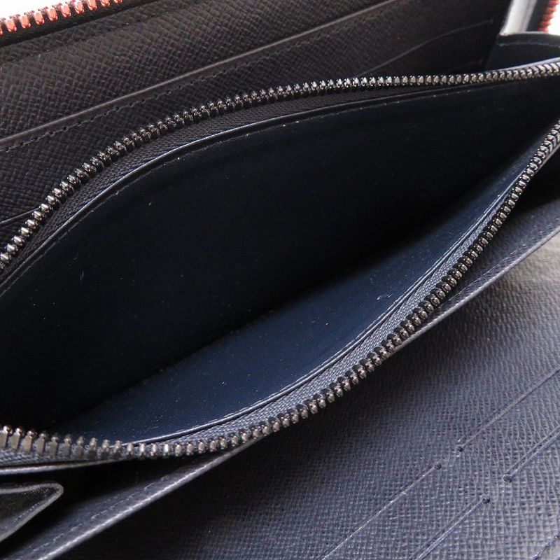 Louis Vuitton Monogram Ink Upside Down M62931 Zippy Organizer Navy Round Zipper