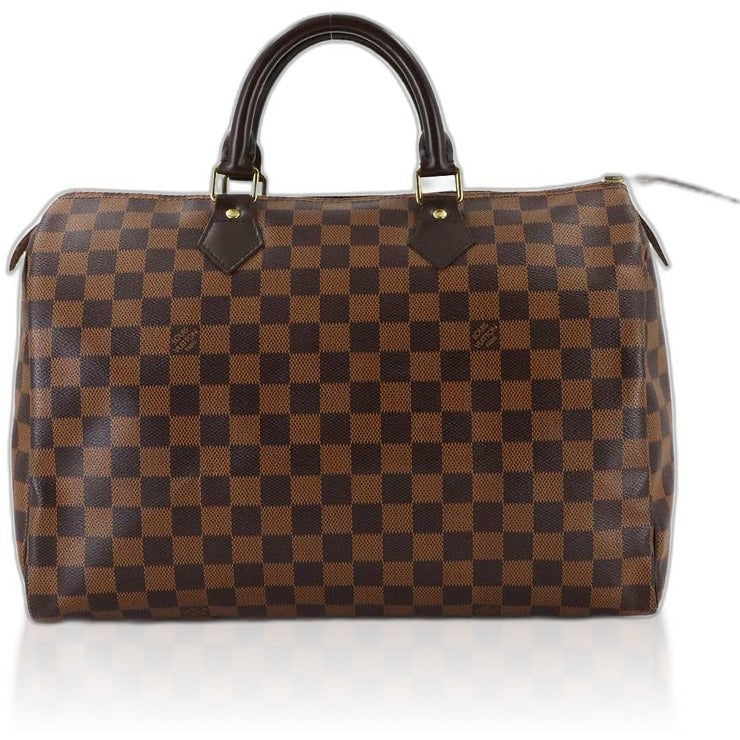 Louis Vuitton Damier Speedy 35 Hand Bag Ebene Brown Gold