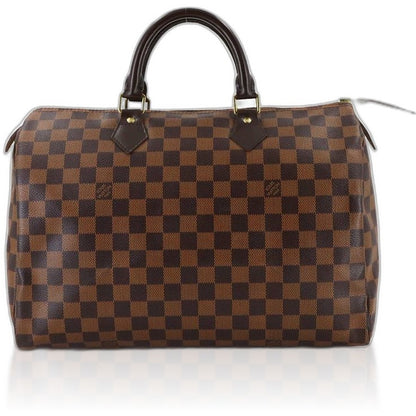 Louis Vuitton Damier Speedy 35 Hand Bag Ebene Brown Gold