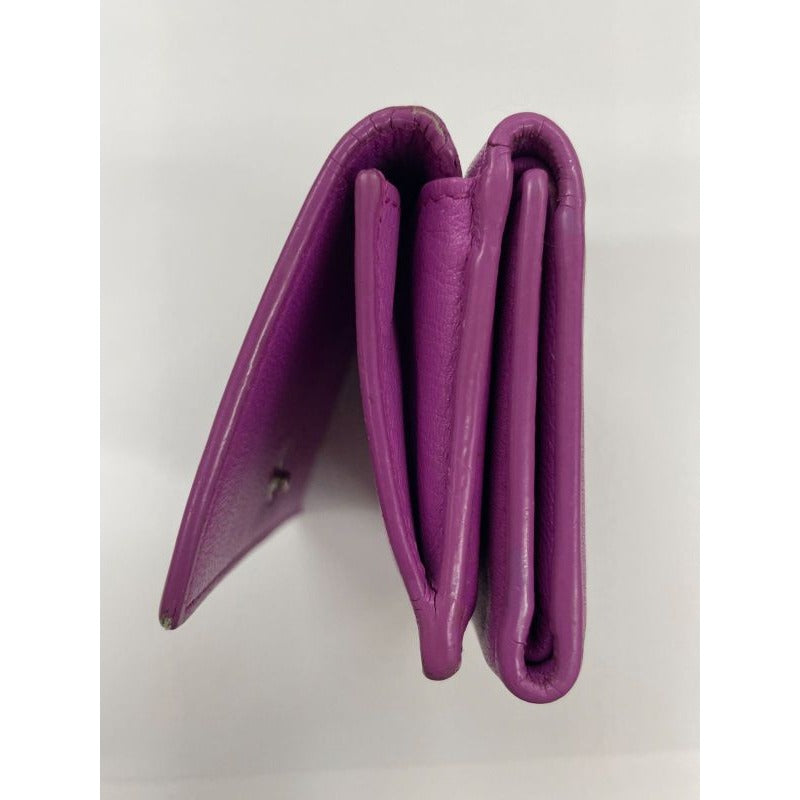 Balenciaga Logo Leather Mini Wallet Compact Cat Purple — view 4