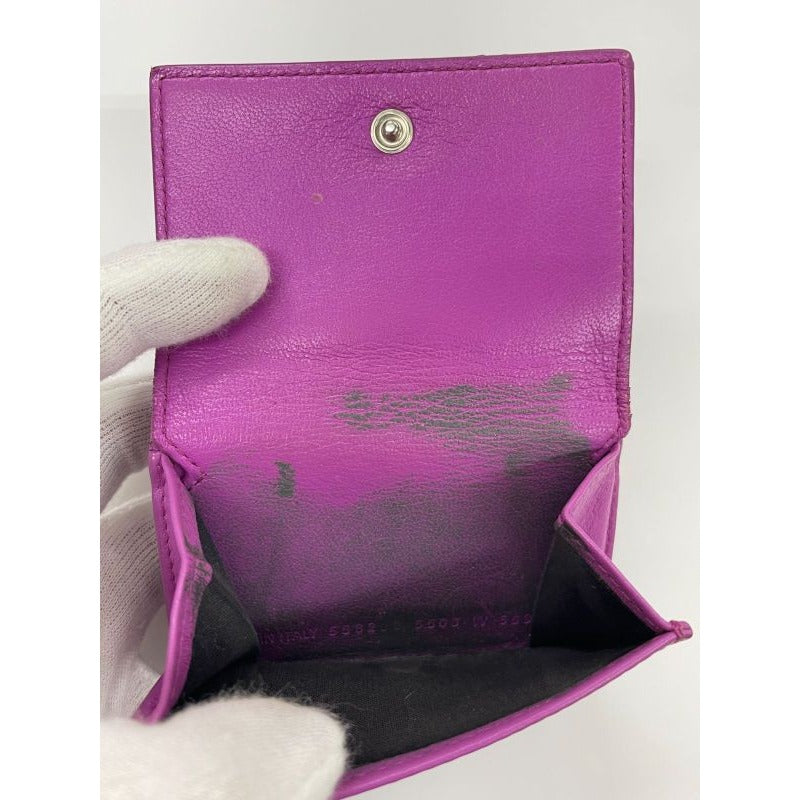 Balenciaga Logo Leather Mini Wallet Compact Cat Purple — view 9