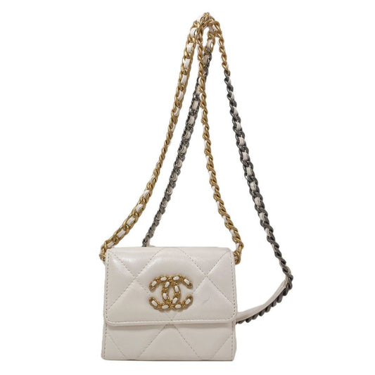 Chanel Chain Wallet CC Logo Gold Silver Coin Case Lambskin