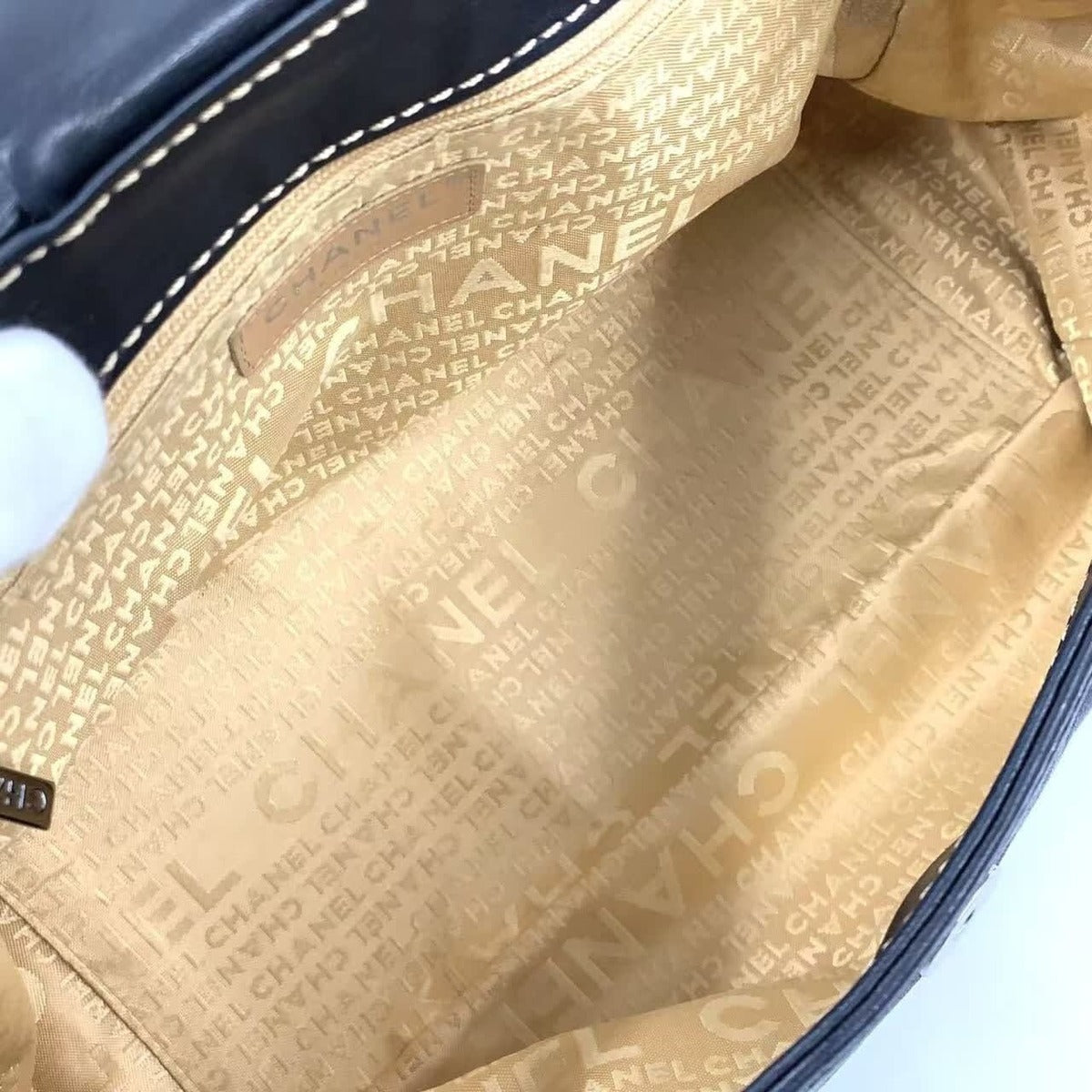 Chanel Lambskin Contrast Wild Stitch Surpique Accordion Flap Bag Black — view 10