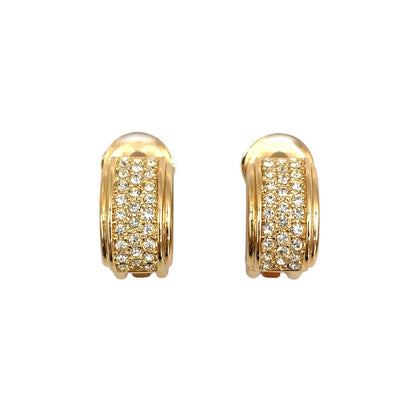 Dior Pave Rhinestone Half Hoop Color Stone Clear Gold Earrings