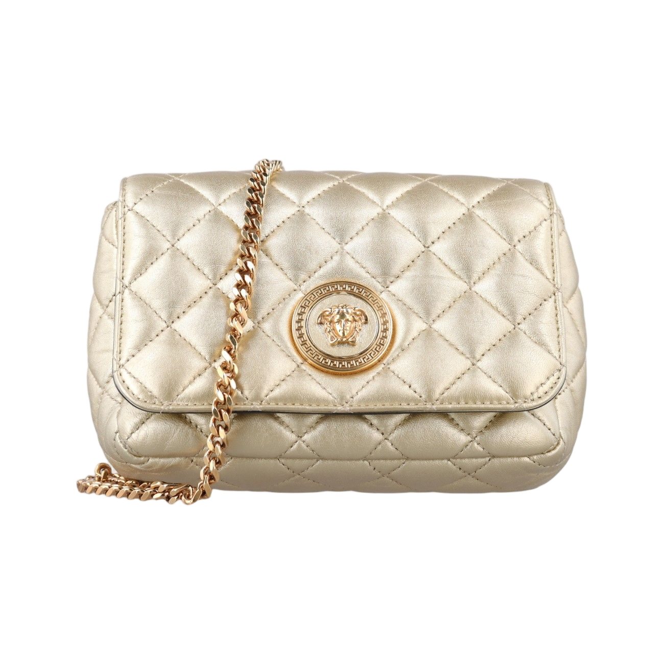 Versace Medusa Gold Leather Messenger Bag