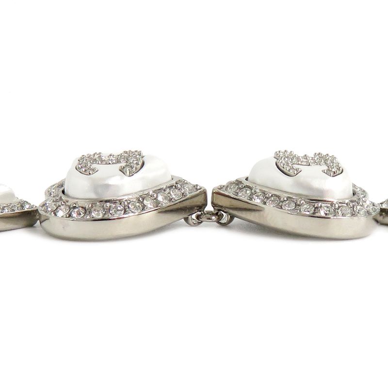Chanel Necklace Heart Rhinestone Silver 23B Abb614b Fake Pearl Coco