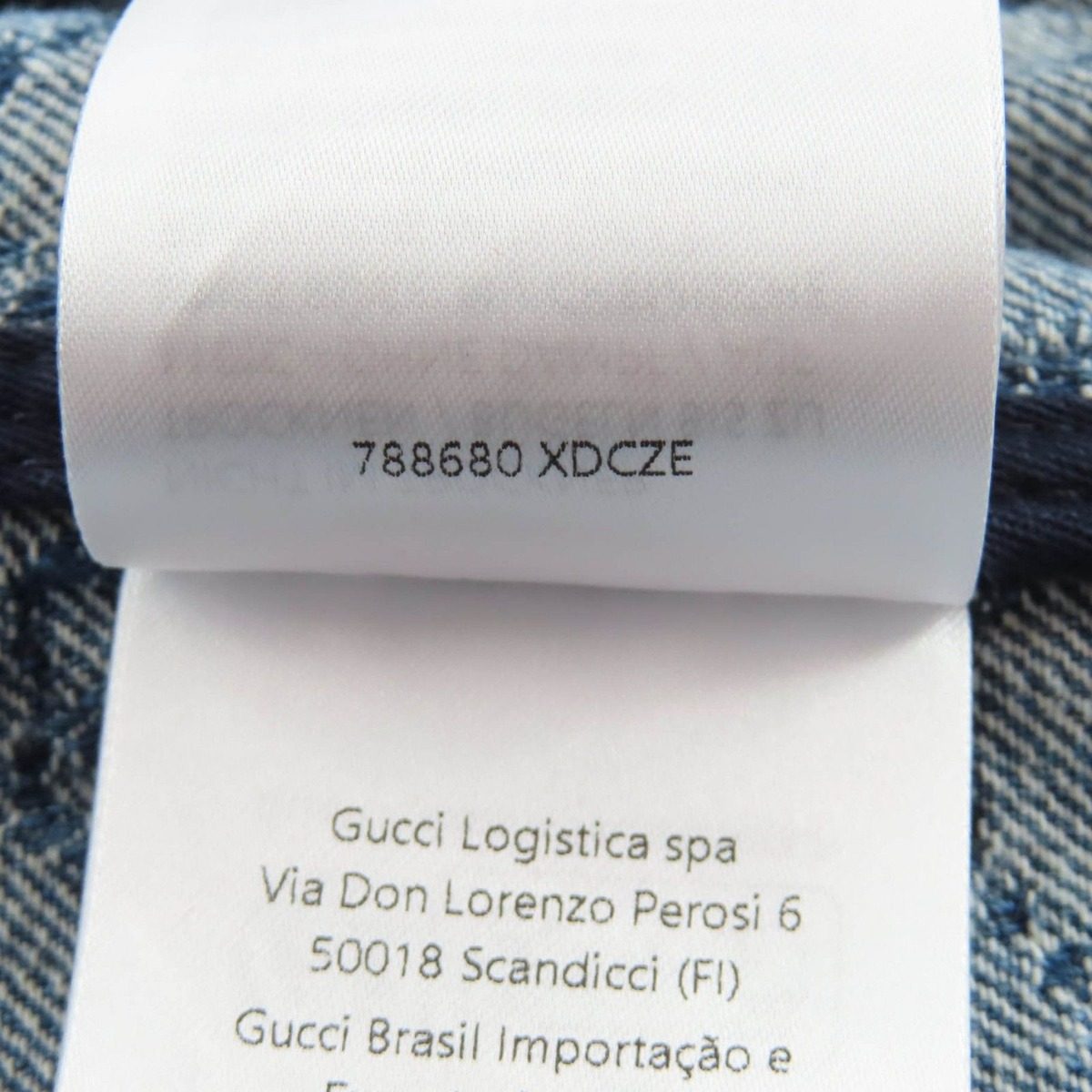 Gucci Made Cotton GG Jacquard Denim Cropped Short Sleeve Jacket Indigo 38 — view 11