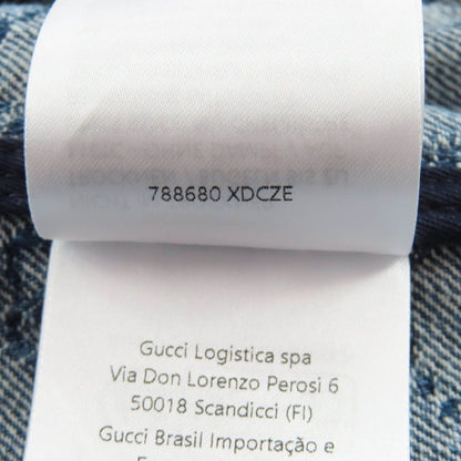 Gucci Made Cotton GG Jacquard Denim Cropped Short Sleeve Jacket Indigo 38 — view 11