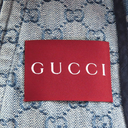 Gucci Made Cotton GG Jacquard Denim Cropped Short Sleeve Jacket Indigo 38 — view 7