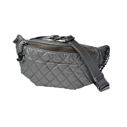 Chanel Waist Bag Silver Leather No 19