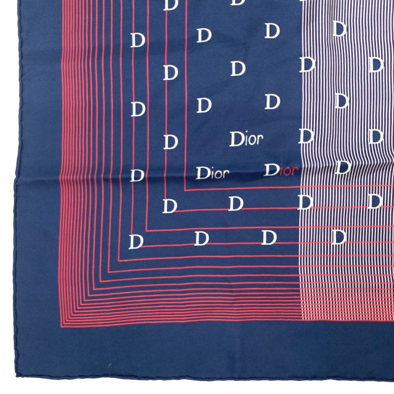 Christian DIOR Silk Scarf Navy And Red