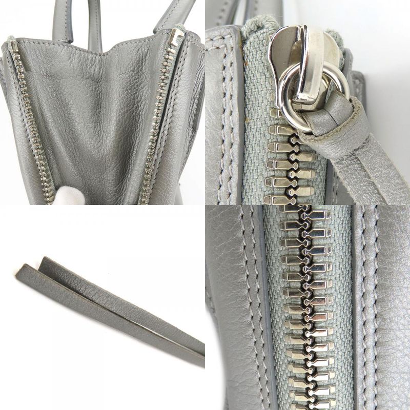 Balenciaga Handbag Paper Mini 357333 Leather Silver 2WAY Shoulder Women