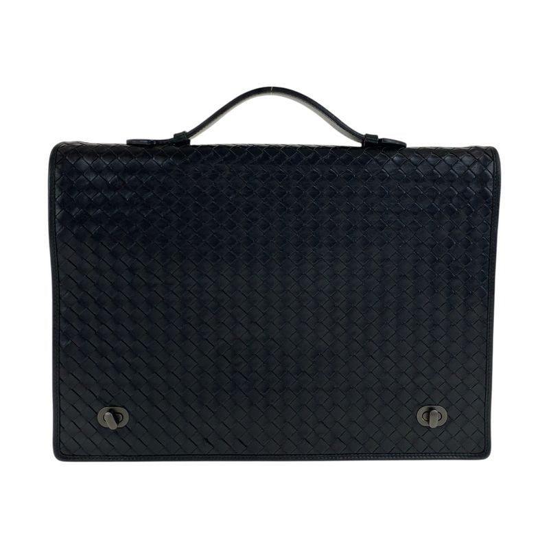 Bottega Veneta Intrecciato Black Gunmetal Hardware Leather