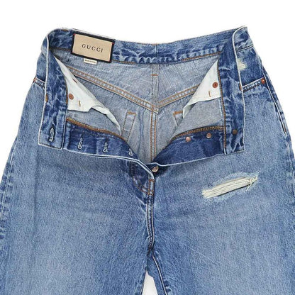 Gucci Denim Pants Damaged Processing 27 Size Light Blue Women's Apparel