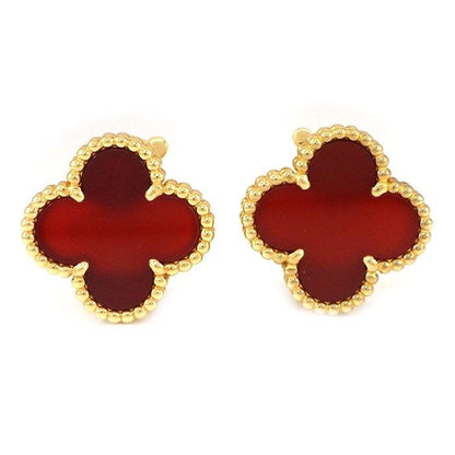 Van Cleef & Arpels Earrings Vintage Alhambra Carnelian 18K Yellow
