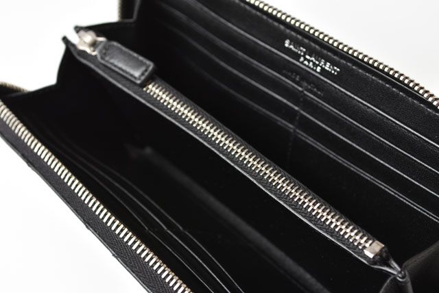 Unused Saint Laurent Paris Long Wallet Leather Black 504952