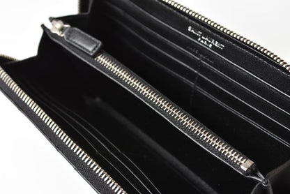 Unused Saint Laurent Paris Long Wallet Leather Black 504952