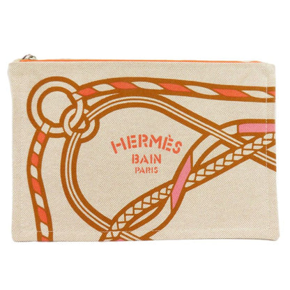 Hermes Logo Accessory Pouch Canvas Women
